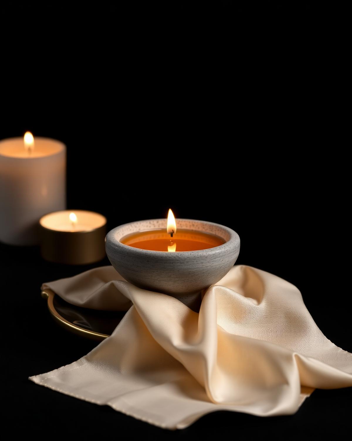 Salle de massage tantrique feutrée avec futon et lumière tamisée à Mettet